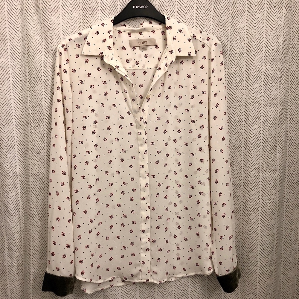 Floral Patterned Button Down Blouse from LOFT